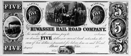 $5 Hiwassee RR scrip